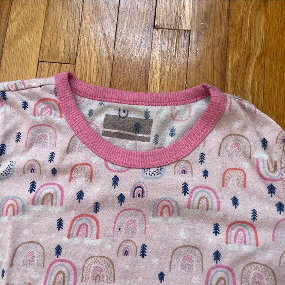 4/$25 Eddie Bauer Pajama Set Girls Medium 10/12 Pink Rainbow Long Sleeve Pants - Picture 6 of 15